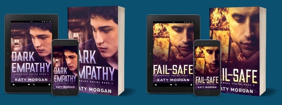 Mockups of the Dark Empathy and Fail-Safe covers on tablets, phones, and as paperbacks